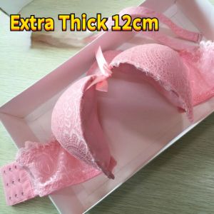 Roupa íntima do intensificador pequeno sutiã sem anel de aço, cueca espessada Sexy Bra extra grosso de 12 cm de mama lateral