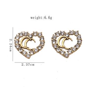 18k Gold Plated 925 Silver Luxury Brand Designers Letters Stud Geometric Famous Women Round Crystal Rhinestone Pearl Earring Wedding Party Jewerlry 20Style