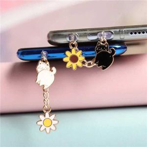 Cell Phone Anti-Dust Gadgets Kawaii Phone Dust Plug Charm 3.5MM Jack Anti Dust Cap Chrysanthemum Cat Cute Charge Port Plug For iPhone Type C Stopper Y240423