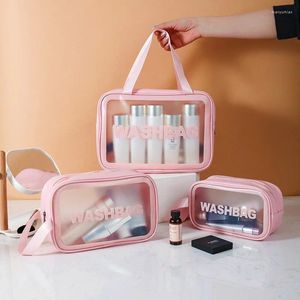 Förvaringspåsar Portable Travel Clear Bag Organizer Vattentät tvättväska Transparent kosmetiska fall