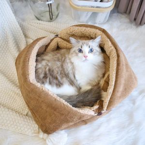 Tappetini da gatto caldo letto per gatto sacchetto per sonno di sonno profondo cani inverno gatti nido cuscino rimovibile macchina lavaggio lungo peluche prodotti per animali domestici