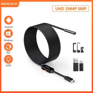 Камеры Depstech 5MP CAR Endoscope для Android смартфона 1944P Mini Camera Drobe Endoscopic Camera для мобильного Android PC Type C USB