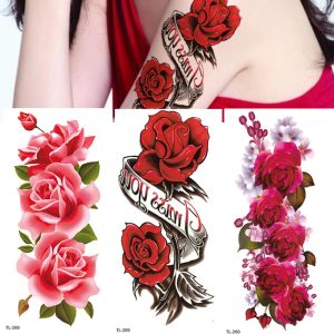 Tatuaggi 3pcs impermeabile tatuaggio temporaneo adesivo fiore rosa flash lady lace lady art braccio art manica finta donna tatuaggi
