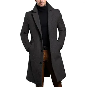 Men's Trench Coats Warm And Comfortable Black Coat Long Sleeve Single Breasted Overcoat Perfect Thermal For Fall Winter