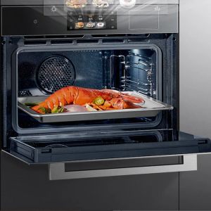 Steuerung von Minea Steam Grill Fry 3 in 1 gebauten Ofen TFT Farbbildschirm Smart Pizza Ofen Q5pro 50 l Elektrischer Dampfofen Touch Control Control