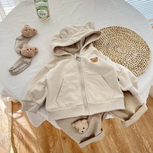 Parts Girl Cute Bear Cardigan Simple Soft Zipper Hoodies 03y Infant Baby Solid Comfortable Coat Toddler Boy Pocket Coats