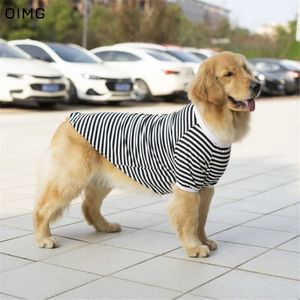 Oimg verão respirável médio cães grandes roupas Golden Retriever Labrador Samoyed T-shirt Fin Stripe Conflit