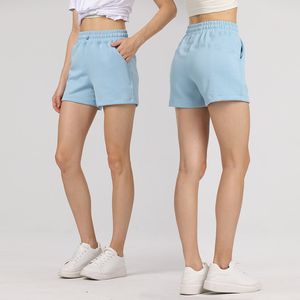 Ll shorts de ioga feminina esportes de verão calças curtas algodão elástico de algodão alta cintura alta e leve tênis de tênis correndo calças de moletom combinando camiseta curta de manga curta