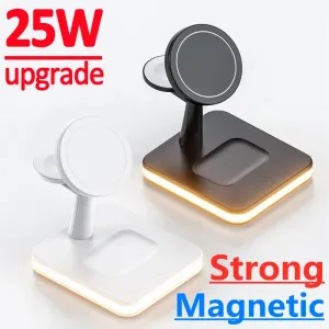 Chargers 25W 3 in 1 Magnetic Wireless Charger Stand For iPhone 12 13 14 Pro Max Airpods Apple watch 8 7 6 5 Fast Charging Dock Station