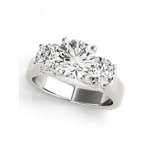 Lesf Tre pietre 925 Anello di fidanzamento per matrimoni in argento sterling per donne Fashion Band Bridal Jewelry 240401