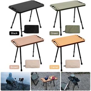 Móveis de acampamento mesa de acampamento dobrável com altura ajustável mesa de alumínio de altura ajustável Tabela tática para piqueniques ao ar livre Caminhada de churrasco etc Y240423