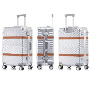 Carry-Ons Vintage Luggage Silent Universal Wheel Fashion Lady 24 Inch Aluminum Frame Trolley Suitcase 29" Large Capacity Combination Lock