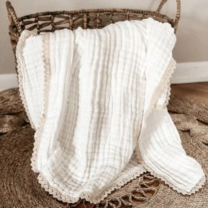 Setar baby swaddle wrap spets 6 lager bomullsduk mjuk bomull badhanddukar muslin barnvagn filt nyfödd sängkläder