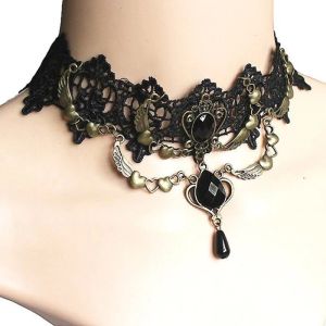 Halsketten Mode Quaste Punk Schwarze Spitze Halskette Retro Gothic Crystal Halskette Strasssturz CHOKER CLAVILE Kette Hochzeit Schmuck Schmuck