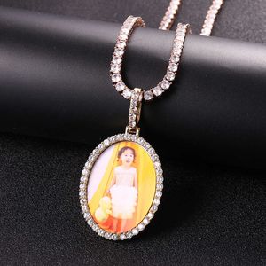 New Memory Set Zhi Elliptical Photo Frame Solid Pendant Hip Hop Necklace Jewelry