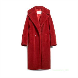 Casaco de casaco de grife casaco de cashmere casaco de luxo maxmara nova comprimento de pelúcia de ursinho de pelúcia de pelúcia