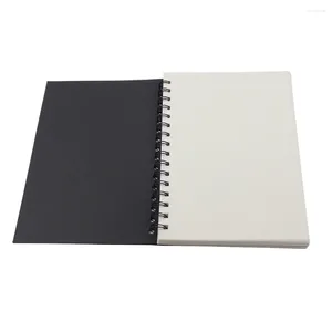 Vintage Kraft Paper Spiral Sketchbook Journal Planer Diary Notebook für Studenten im Büro Schreiben (Schwarzes Cover)