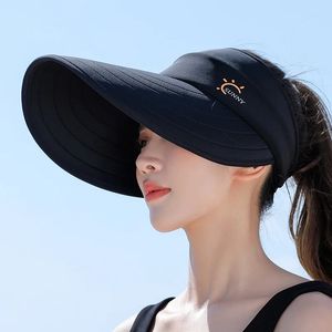 Chapéus de verão para mulheres chapéu de sol vazio Lady Lady Big Wide Brim Visor Suuncreen Cap bap feminino ao ar livre beisebol casual 240415