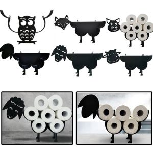 Set Black Sheep Toilet Paper Roll Holder Metal Iron Decorative Toilet Paper Rack Bathroom Tissue Storage Stand Wall Mount Towel Rack