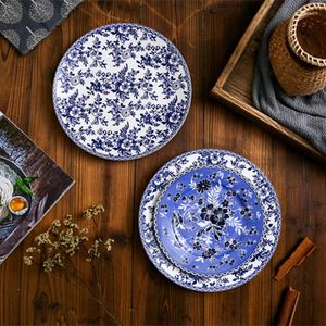 Akşam yemeği setleri İngiliz batı tarzı seramik sofra takımı set mavi ve beyaz Çin batı kaseleri ev kullanımı için plakalar