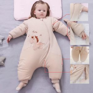 sets Children Sleeping Bags Autumn Winter Cotton Thicken Baby Infants Toddler Splitleg Detachable Sleeve Sleep Sack Bedding Blanket