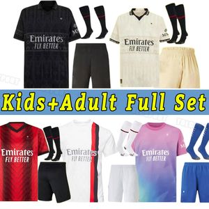 23 24 Maglie da calcio R. Leao Ibrahimovic 2023 2024 Giroud Tomori Tonali Bennacer Rebic Origi de Ketelaere Milan Socht completo Calzini per bambini adulti Kit di portiere per bambini