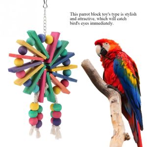 Toys New Bird Parrot Chewing Toy Wooden Hanging Cage Toys for Parrots Bird Funny Hanging Rope Standing Toy Pet Training Bird Toys