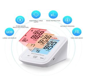 SINOCARE Blodtryck Monitor Tensiometer överarm Automatisk digital BP Machine Pulse Puls Mätare 3 Färg LCD Display2829715