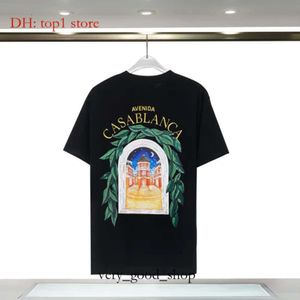 カサブランTシャツメンデザイナーTシャツ春夏新しいスタイルスターリーキャッスルショートスリーブカサの男性TシャツテニスクラブUSサイズS-XXL 9105