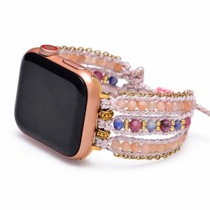 Armbänder neueste einzigartige Boho Wachs Seil Apple Watch Band Sun Stones Power Watch Armband Natursteinheilung Schmuck Großhandel Großhandel