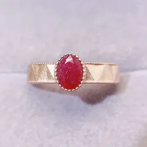 Anelli a grappolo anello di rubino rosso reale naturale Simple Oval Style 925 Sterling Silver 5 7 mm 1ct Gioielli raffinati per le donne L243208