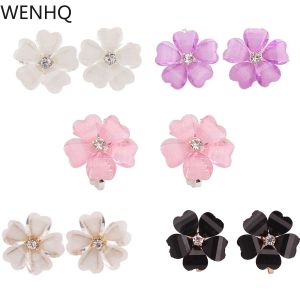 Ohrringe Wenhq Korean Blumenformclip an Ohrringen ohne durchbohrt für Frauen Mode Goldfarbe Silber -Ohr -Clip -Manschettenohrringe