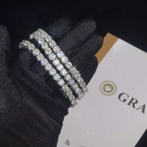 Wholesale Price 3mm Lab Grown Diamond Tennis Chain Iced Out Round Brilliant Cut Gold Plated Fine Bracelet Jewelry