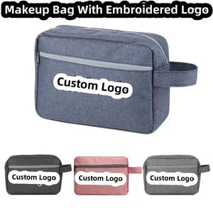Cosmetic Bags Personalized Embroidery Small Makeup Bag Canvas Travel Pouch Toiletry For Women Portable Water-Resistant