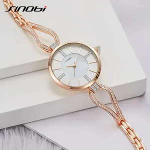 Armbanduhren Sinobi Frauen Uhr Watches Diamond Armband Uhr Elegante Damen Mädchen Quarz Armbanduhr Female Kleid Geschenk