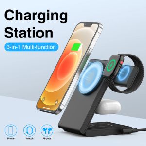 Ladegeräte 3 in 1 Dockingstation Falten Sie magnetische drahtlose Ladegeräte Fast Ladestation Halter für iPhone 15 14 Apple Watch S8/7