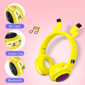 Stövlar söta barn BluetoothCompatible 5.0 Headset 7 Färger LED -hörlurar Stöd SD -kort Audio Cable Cabel Pojke Girl Gift Children Children