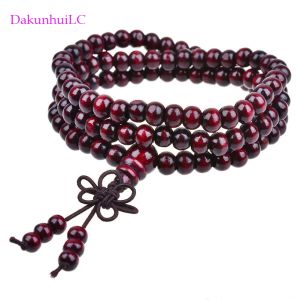 Strands 2023 Nova chegada 6mm*108 Miã de oração Budista tibetana Buda Buda Bracelete Rosário Bagão de madeira Jóias Dakunhuilc