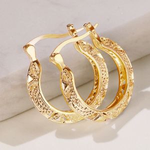 Серьги Huitan Fancy Hollow Out Pattern Серьги для женщин для женщин металлический стиль u Серьги круга