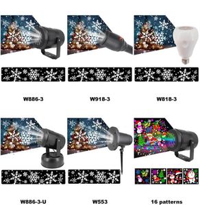 Efeito LED Light Christmas Snowflake Snowstorm Luzes do projetor 16 Padrões de projeção de estágio rotativo Lâmpadas de projeção para festas KTV Bars Hol1959422
