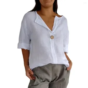 Bloups feminina feminina feminino verão camiseta casual elegante decote em Vize de botão em vice