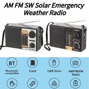 Radio AM FM SW Emergency Radio Battery Powered Solar Weather Radio LED Flashlight Emergency Torch Radio Multi Band for Outdoor Camping