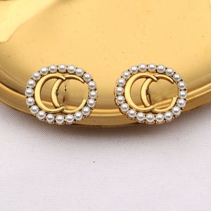 Fashion 18K Gold Plodato 925 Silver Luxury Brand Designers Letters Stud Oval Geometric Famous Women Crystal Rhinestone Earring Earring Wedding Party Gifts