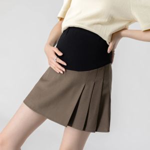 Dresses H8917# Maternity Skirt Pleated Design Dress High Waist Summer Slim Pregnancy Skirt