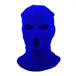 Radsportkappen 3 Löcher Winter Skimaske warm Unisex balaclava Hut Volles Gesicht Schwarz gestrickter Snowboard Cap Hip Hop Beanie