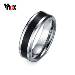 Band Vnox Men's Tungsten Wedding Bands Ring Thin Black Line Engagement Ring USA Male Jewelry 6mm Wide