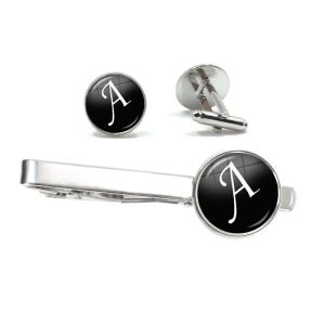 Länkar 26 Alfabetet bokstäver Tryck Personlighet Män binder klipp Manschettknappar Set Shirt Suit Cuff Links Wedding Jewelry Fathers Day Gift