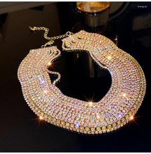 Anhänger Halsketten Luxus Bunte Kristallhäuer für Frauen mehrschichtige Goldfarbe Kette Strass Statements Schmuck Schmuck