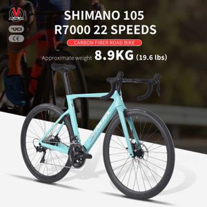 Bikes Sava Carbon Fiber Road Bike A7 Pro con Shiman0 105 R7000 22 Vuole di carbonio Kit Speed + Rubase in carbonio CE/UCI approvato Y240423