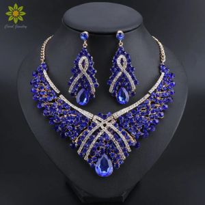 Necklaces Fashion Bridal Jewelry Sets Wedding Necklace Earring For Brides Party Accessories Gold Color Crystal Jewellery Gift For Women